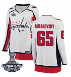 Women's Washington Capitals #65 Andre Burakovsky Fanatics Branded White Away Breakaway 2018 Stanley Cup Final Champions NHL Jersey