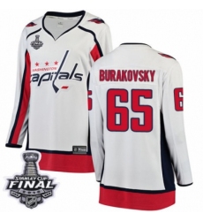 Women's Washington Capitals #65 Andre Burakovsky Fanatics Branded White Away Breakaway 2018 Stanley Cup Final NHL Jersey