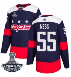 Men's Adidas Washington Capitals #55 Aaron Ness Authentic Navy Blue 2018 Stadium Series 2018 Stanley Cup Final Champions NHL Jersey