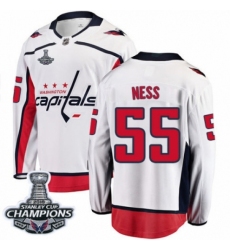 Men's Washington Capitals #55 Aaron Ness Fanatics Branded White Away Breakaway 2018 Stanley Cup Final Champions NHL Jersey