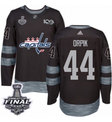 Men's Adidas Washington Capitals #44 Brooks Orpik Authentic Black 1917-2017 100th Anniversary 2018 Stanley Cup Final NHL Jersey