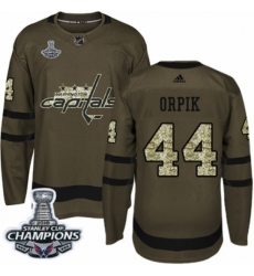 Men's Adidas Washington Capitals #44 Brooks Orpik Authentic Green Salute to Service 2018 Stanley Cup Final Champions NHL Jersey