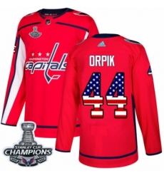 Men's Adidas Washington Capitals #44 Brooks Orpik Authentic Red USA Flag Fashion 2018 Stanley Cup Final Champions NHL Jersey