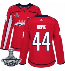 Women's Adidas Washington Capitals #44 Brooks Orpik Authentic Red Home 2018 Stanley Cup Final Champions NHL Jersey