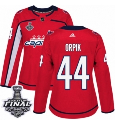 Women's Adidas Washington Capitals #44 Brooks Orpik Authentic Red Home 2018 Stanley Cup Final NHL Jersey