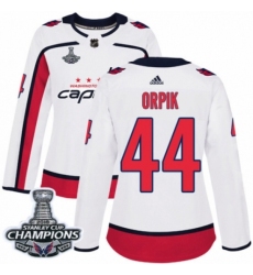 Women's Adidas Washington Capitals #44 Brooks Orpik Authentic White Away 2018 Stanley Cup Final Champions NHL Jersey