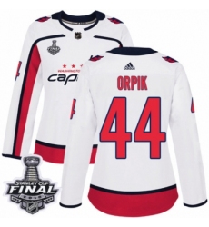 Women's Adidas Washington Capitals #44 Brooks Orpik Authentic White Away 2018 Stanley Cup Final NHL Jersey