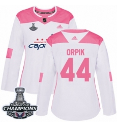 Women's Adidas Washington Capitals #44 Brooks Orpik Authentic White Pink Fashion 2018 Stanley Cup Final Champions NHL Jersey