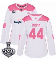 Women's Adidas Washington Capitals #44 Brooks Orpik Authentic White/Pink Fashion 2018 Stanley Cup Final NHL Jersey