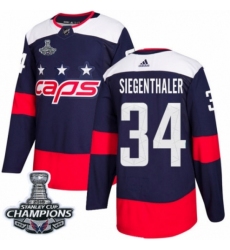 Men's Adidas Washington Capitals #34 Jonas Siegenthaler Authentic Navy Blue 2018 Stadium Series 2018 Stanley Cup Final Champions NHL Jersey