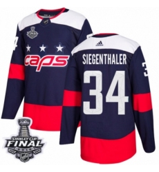 Men's Adidas Washington Capitals #34 Jonas Siegenthaler Authentic Navy Blue 2018 Stadium Series 2018 Stanley Cup Final NHL Jersey