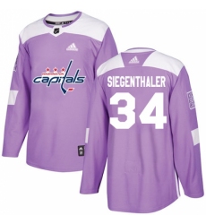 Men's Adidas Washington Capitals #34 Jonas Siegenthaler Authentic Purple Fights Cancer Practice NHL Jersey