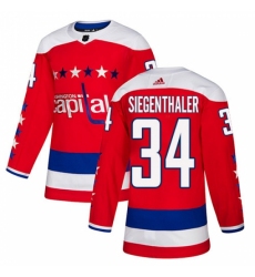 Men's Adidas Washington Capitals #34 Jonas Siegenthaler Authentic Red Alternate NHL Jersey