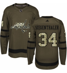 Men's Adidas Washington Capitals #34 Jonas Siegenthaler Premier Green Salute to Service NHL Jersey