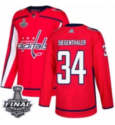 Men's Adidas Washington Capitals #34 Jonas Siegenthaler Premier Red Home 2018 Stanley Cup Final NHL Jersey