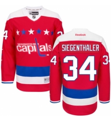 Men's Reebok Washington Capitals #34 Jonas Siegenthaler Authentic Red Third NHL Jersey