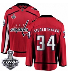 Men's Washington Capitals #34 Jonas Siegenthaler Fanatics Branded Red Home Breakaway 2018 Stanley Cup Final NHL Jersey