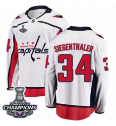 Men's Washington Capitals #34 Jonas Siegenthaler Fanatics Branded White Away Breakaway 2018 Stanley Cup Final Champions NHL Jersey