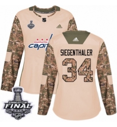 Women's Adidas Washington Capitals #34 Jonas Siegenthaler Authentic Camo Veterans Day Practice 2018 Stanley Cup Final NHL Jersey