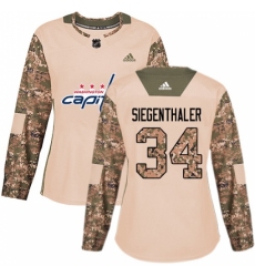 Women's Adidas Washington Capitals #34 Jonas Siegenthaler Authentic Camo Veterans Day Practice NHL Jersey