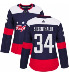 Women's Adidas Washington Capitals #34 Jonas Siegenthaler Authentic Navy Blue 2018 Stadium Series NHL Jersey