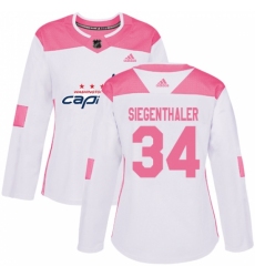 Women's Adidas Washington Capitals #34 Jonas Siegenthaler Authentic White/Pink Fashion NHL Jersey