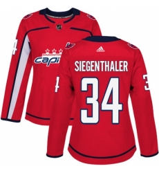 Women's Adidas Washington Capitals #34 Jonas Siegenthaler Premier Red Home NHL Jersey