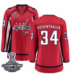 Women's Washington Capitals #34 Jonas Siegenthaler Fanatics Branded Red Home Breakaway 2018 Stanley Cup Final Champions NHL Jersey