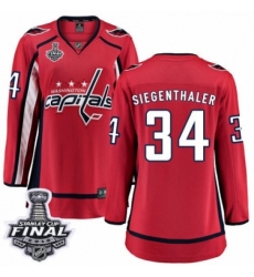 Women's Washington Capitals #34 Jonas Siegenthaler Fanatics Branded Red Home Breakaway 2018 Stanley Cup Final NHL Jersey