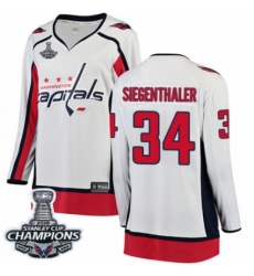 Women's Washington Capitals #34 Jonas Siegenthaler Fanatics Branded White Away Breakaway 2018 Stanley Cup Final Champions NHL Jersey