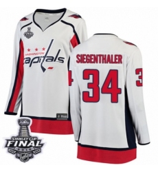 Women's Washington Capitals #34 Jonas Siegenthaler Fanatics Branded White Away Breakaway 2018 Stanley Cup Final NHL Jersey