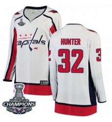 Women's Washington Capitals #32 Dale Hunter Fanatics Branded White Away Breakaway 2018 Stanley Cup Final Champions NHL Jersey