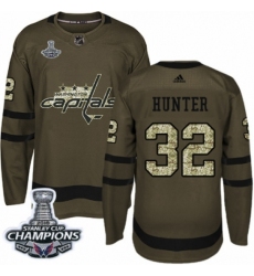 Youth Adidas Washington Capitals #32 Dale Hunter Authentic Green Salute to Service 2018 Stanley Cup Final Champions NHL Jersey