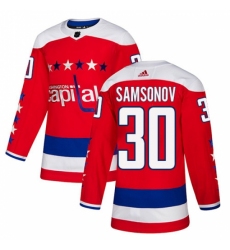 Men's Adidas Washington Capitals #30 Ilya Samsonov Authentic Red Alternate NHL Jersey