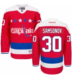 Men's Reebok Washington Capitals #30 Ilya Samsonov Premier Red Third NHL Jersey