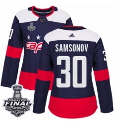 Women's Adidas Washington Capitals #30 Ilya Samsonov Authentic Navy Blue 2018 Stadium Series 2018 Stanley Cup Final NHL Jersey