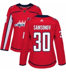 Women's Adidas Washington Capitals #30 Ilya Samsonov Premier Red Home NHL Jersey