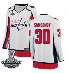 Women's Washington Capitals #30 Ilya Samsonov Fanatics Branded White Away Breakaway 2018 Stanley Cup Final Champions NHL Jersey