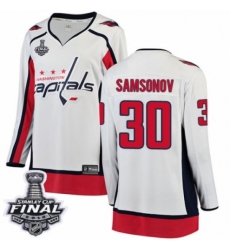 Women's Washington Capitals #30 Ilya Samsonov Fanatics Branded White Away Breakaway 2018 Stanley Cup Final NHL Jersey