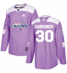 Youth Adidas Washington Capitals #30 Ilya Samsonov Authentic Purple Fights Cancer Practice NHL Jersey