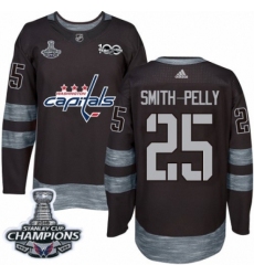 Men's Adidas Washington Capitals #25 Devante Smith-Pelly Authentic Black 1917-2017 100th Anniversary 2018 Stanley Cup Final Champions NHL Jersey