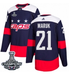 Men's Adidas Washington Capitals #21 Dennis Maruk Authentic Navy Blue 2018 Stadium Series 2018 Stanley Cup Final Champions NHL Jersey