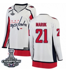 Women's Washington Capitals #21 Dennis Maruk Fanatics Branded White Away Breakaway 2018 Stanley Cup Final Champions NHL Jersey