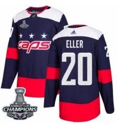 Men's Adidas Washington Capitals #20 Lars Eller Authentic Navy Blue 2018 Stadium Series 2018 Stanley Cup Final Champions NHL Jersey