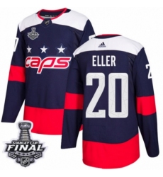 Men's Adidas Washington Capitals #20 Lars Eller Authentic Navy Blue 2018 Stadium Series 2018 Stanley Cup Final NHL Jersey