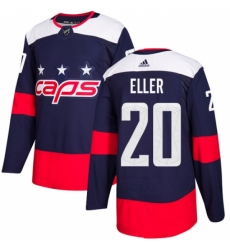 Men's Adidas Washington Capitals #20 Lars Eller Authentic Navy Blue 2018 Stadium Series NHL Jersey