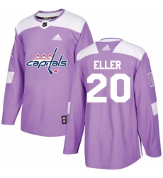 Men's Adidas Washington Capitals #20 Lars Eller Authentic Purple Fights Cancer Practice NHL Jersey