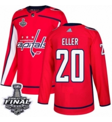 Men's Adidas Washington Capitals #20 Lars Eller Premier Red Home 2018 Stanley Cup Final NHL Jersey