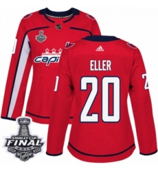 Women's Adidas Washington Capitals #20 Lars Eller Authentic Red Home 2018 Stanley Cup Final NHL Jersey