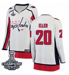 Women's Washington Capitals #20 Lars Eller Fanatics Branded White Away Breakaway 2018 Stanley Cup Final Champions NHL Jersey